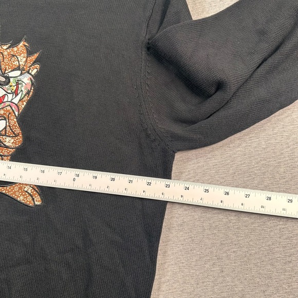 Teddy Fresh Looney Tunes Knitted Sweater Mens L Black Taz Tazmanian Devil - Picture 4 of 7